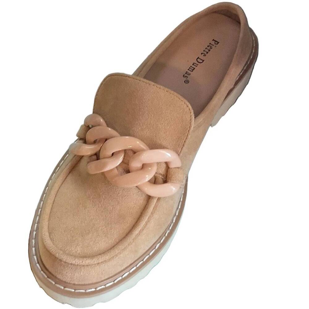 NEW PIERRE DUMAS women's suede mule shoe in taupe